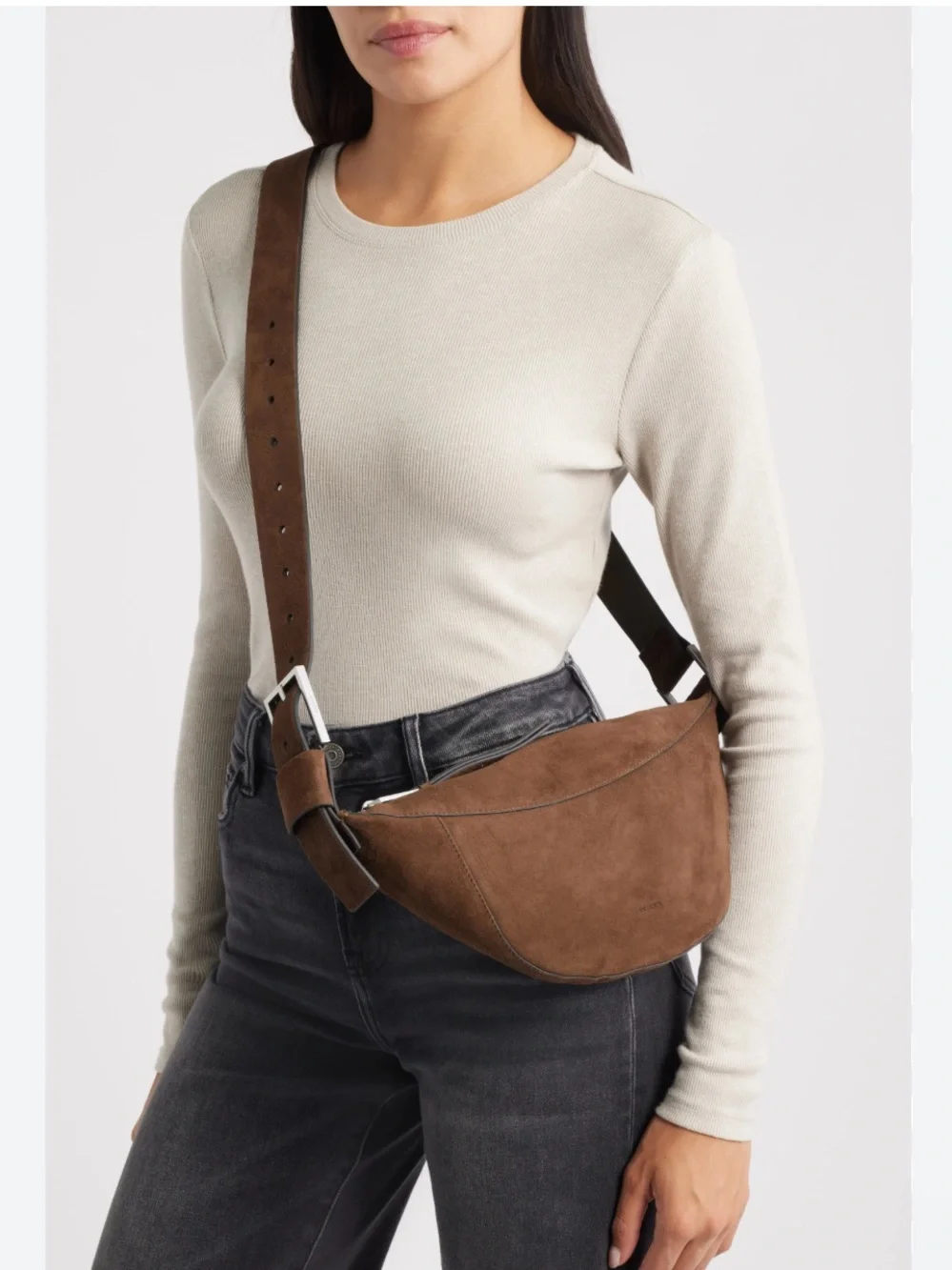 All Saints Brown Suede Crossbody Bag